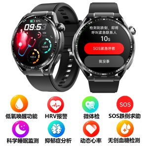 小狮医疗级F200 pro心电智能手表低氧唤醒无创血糖监测SOS跌倒报警手环